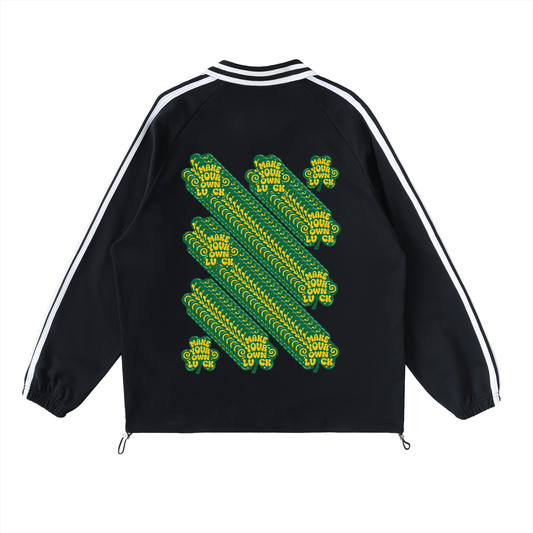 DupI9i, Contrast Striped Lapel Collar Sweatshirt