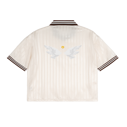 Dove Wings, Contrast Stripes Polo Collar T-Shirt