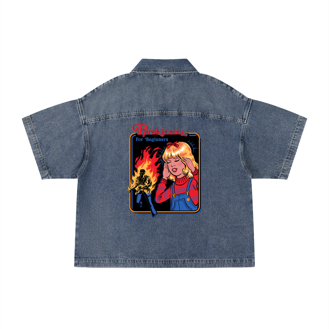 DaackPalace, Unisex Vintage Wash Boxy Quarter-Zip Denim Shirt