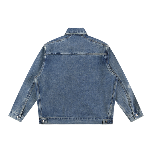 ONLYLIVEONCEYCC Vintage Wash Zip Up Denim Jacket