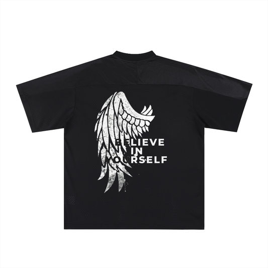 BeLiveInYourself, Oversized Mesh V-Neck Soccer Jersey