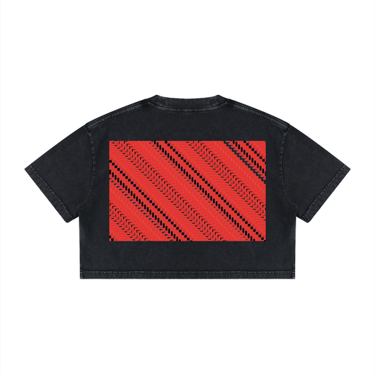 8eg DupI, Women's Mineral Wash Cotton Crop T-Shirt