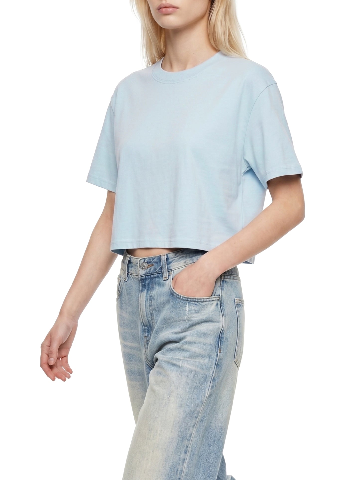 8eg DupI, Women's Mineral Wash Cotton Crop T-Shirt