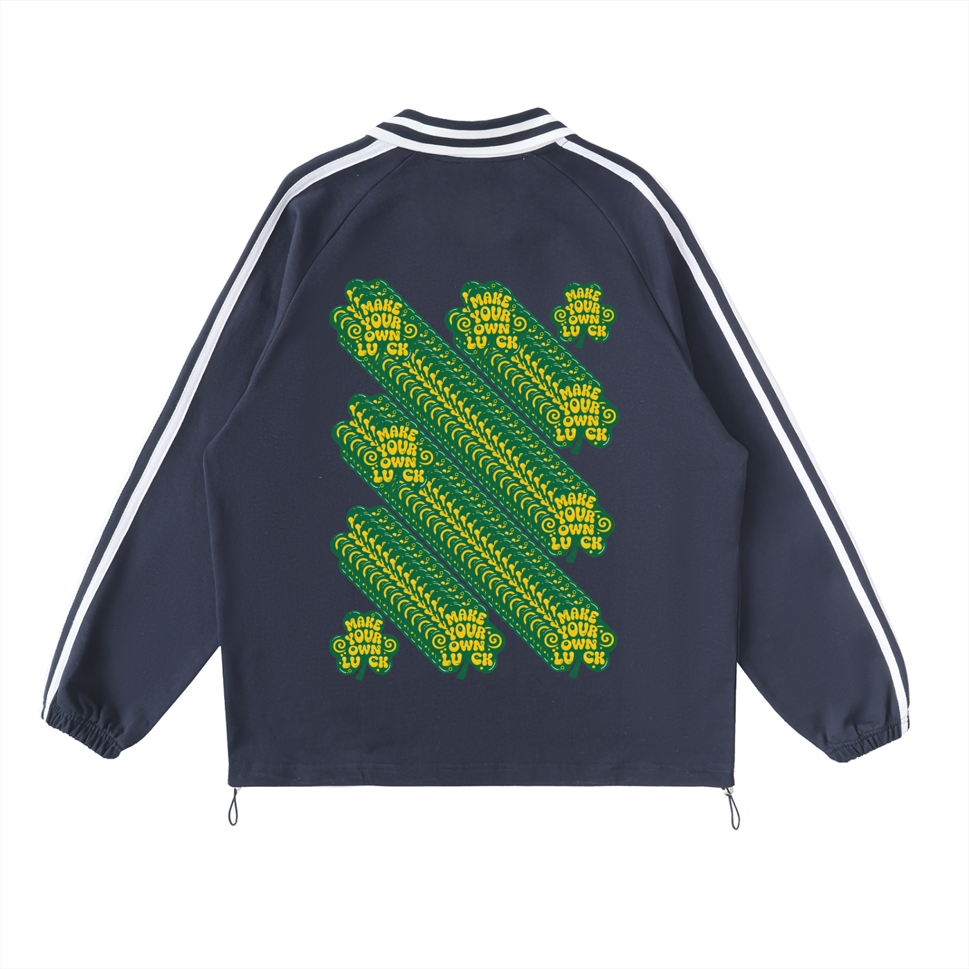 DupI9i, Contrast Striped Lapel Collar Sweatshirt