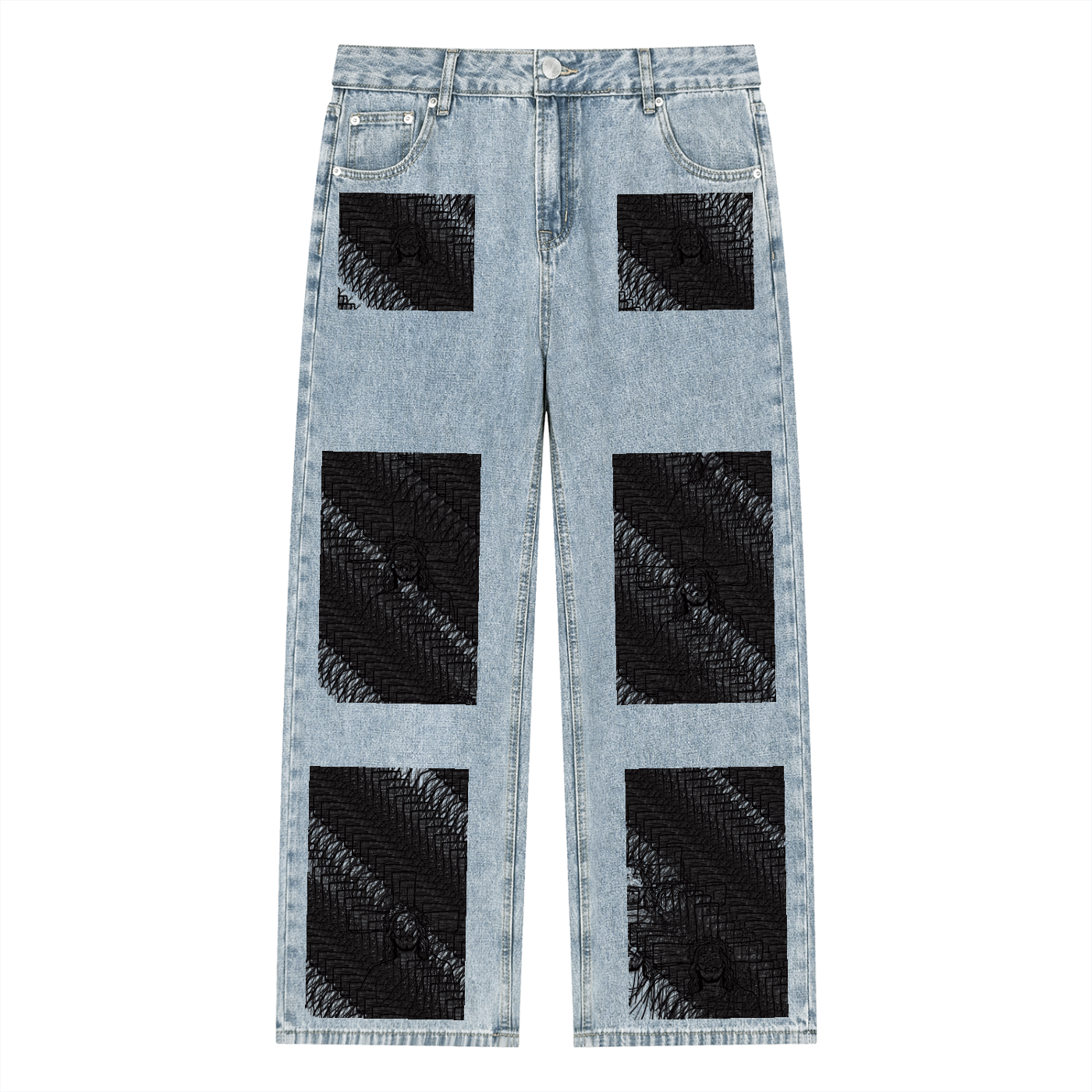 Js DupI, Unisex Vintage Wash Straight Leg Jeans