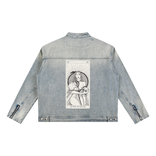 Vintage Wash Zip Denim Jacket