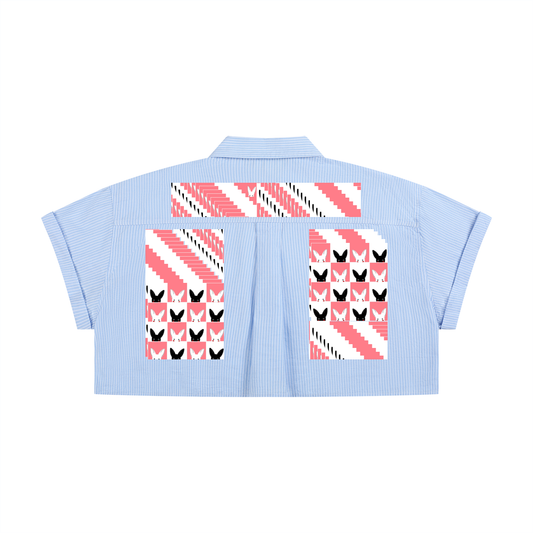 bunnies Women’s Striped Boxy Cropped Shirt