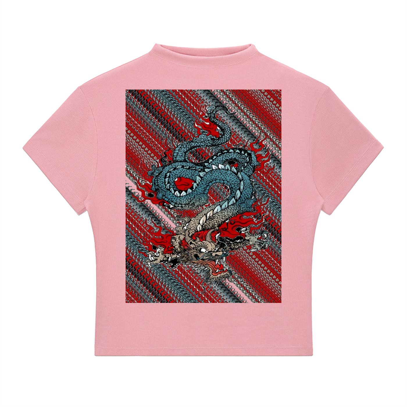 Dup1 Dragons, Essential Slim Fit Mock Neck T-Shirt