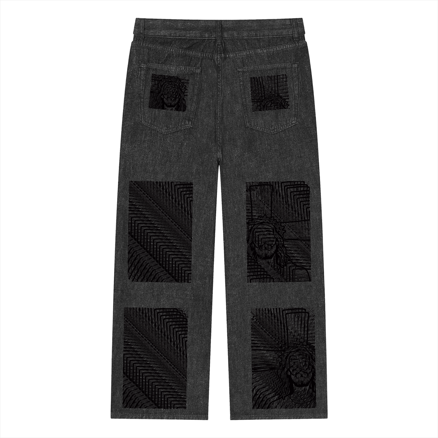 Js DupI, Unisex Vintage Wash Straight Leg Jeans