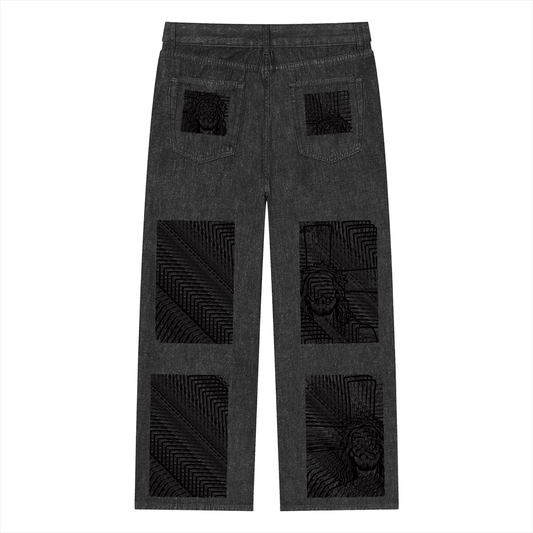 Js DupI, Unisex Vintage Wash Straight Leg Jeans