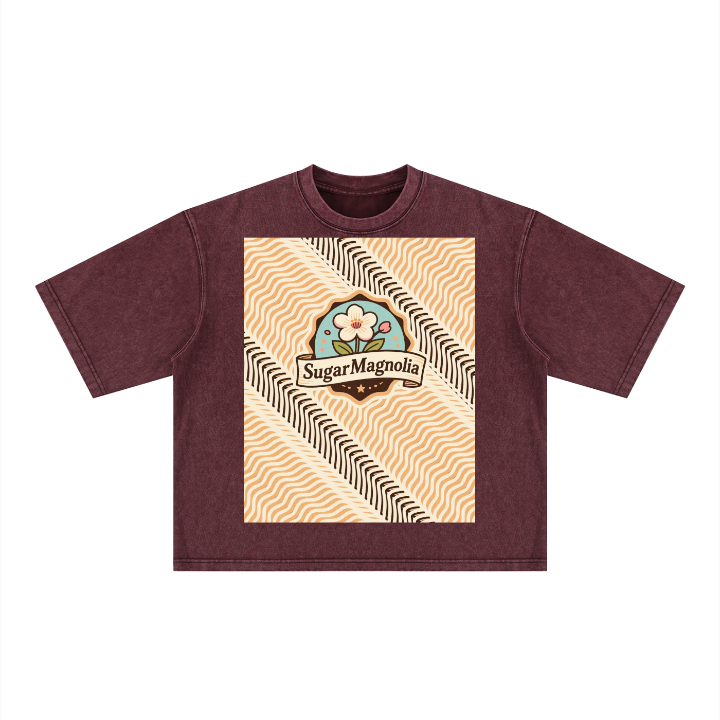Sugar Pink Wt Magnolia Cr Plant, Unisex Heavyweight Mineral Wash Boxy T-Shirt
