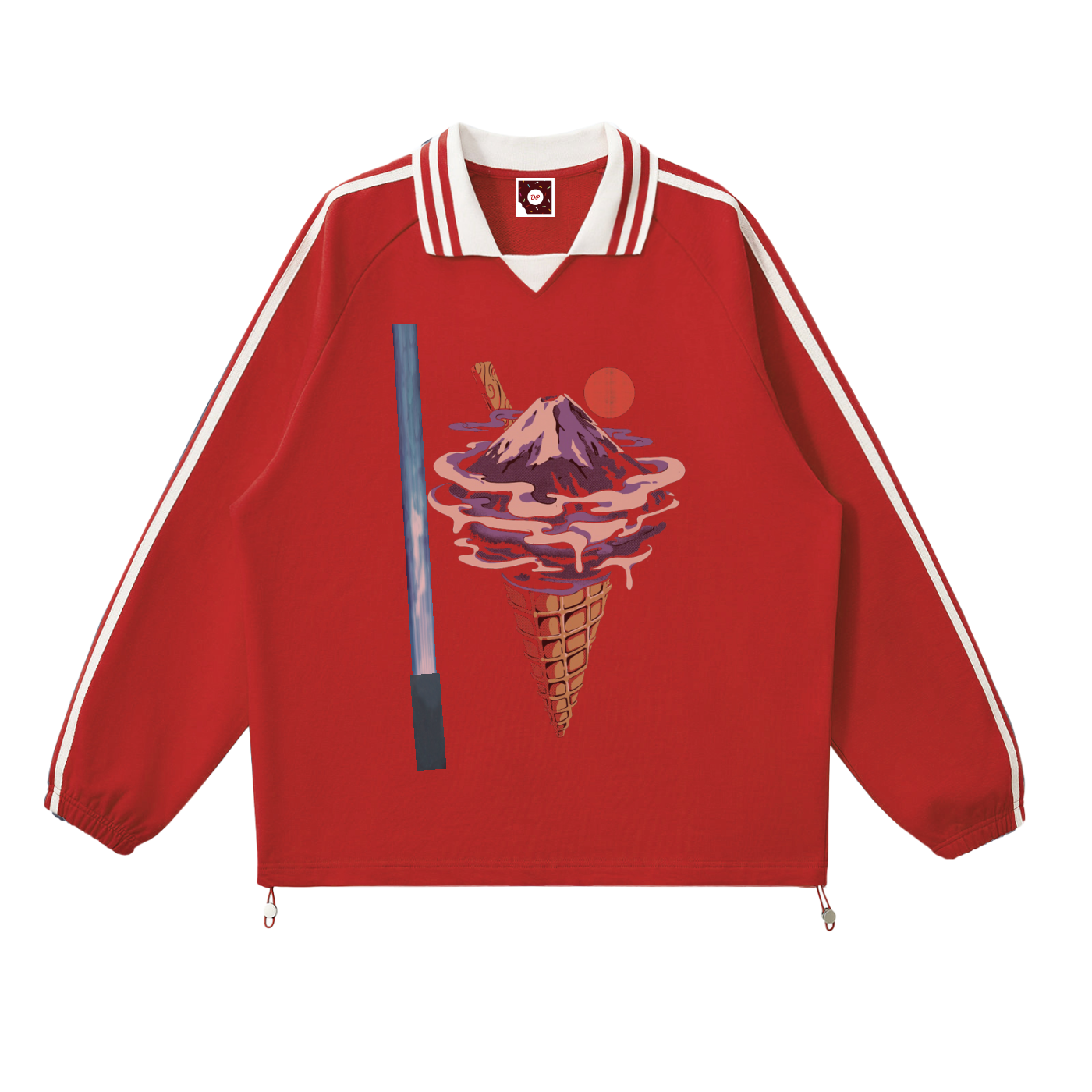 SaberMnt Contrast Striped Lapel Collar Sweatshirt
