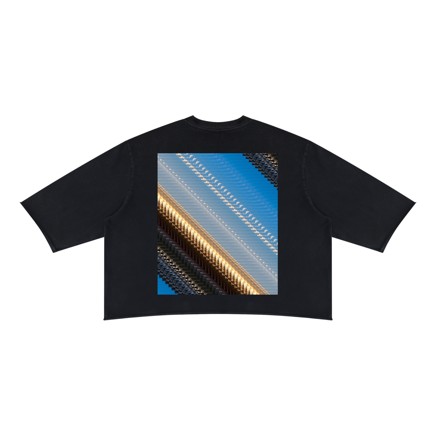 Mountain Top, Unisex Mineral Wash Raw Hem Boxy T-Shirt