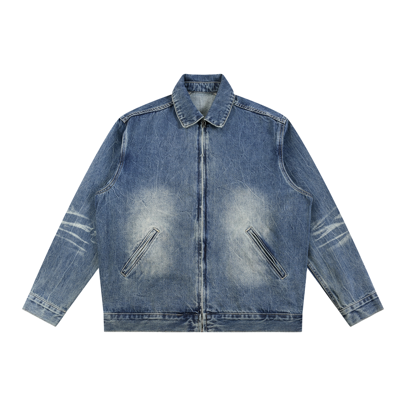 SkullDaack Vintage Wash Zip Up Denim Jacket