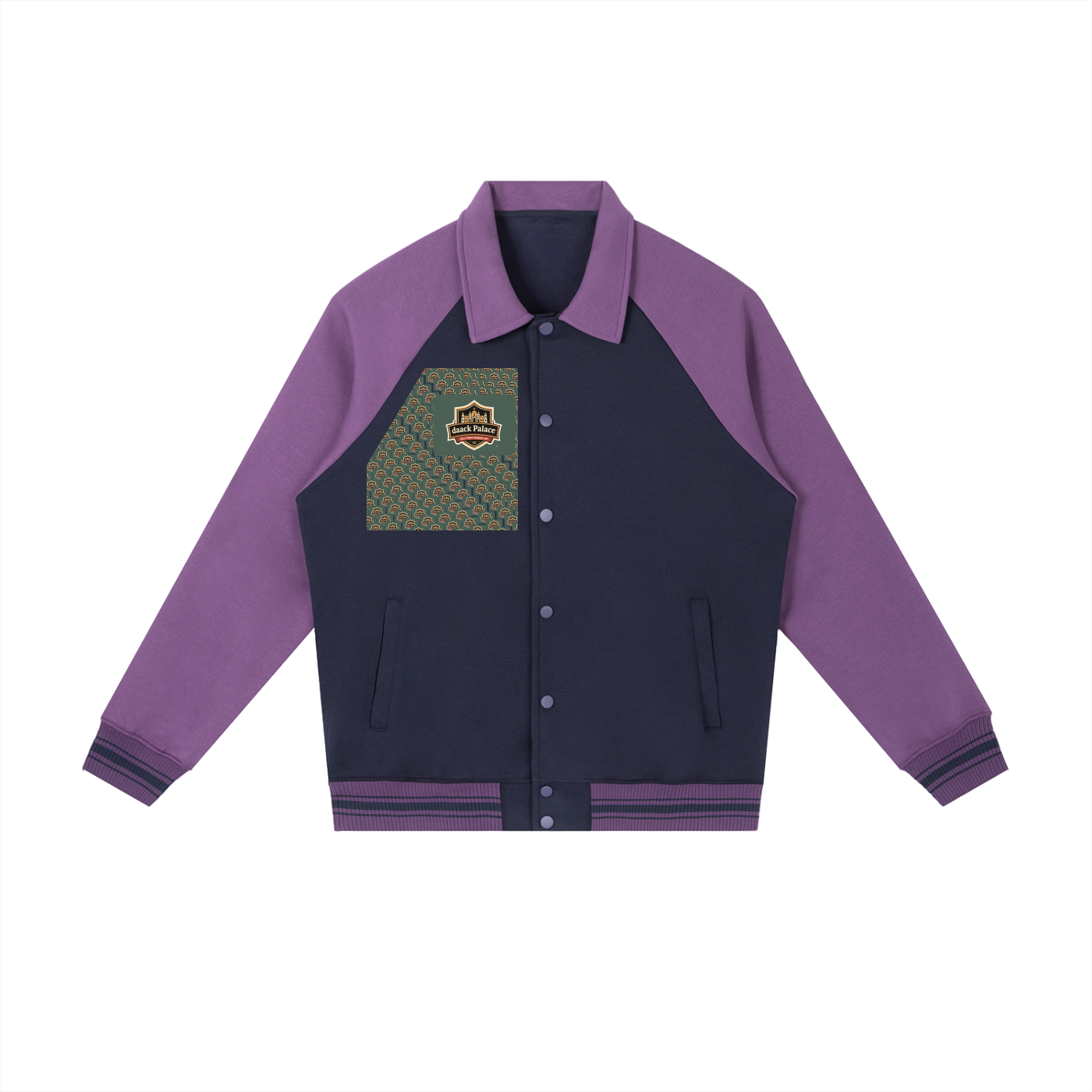 Contrast Raglan Sleeve Baseball Jacket