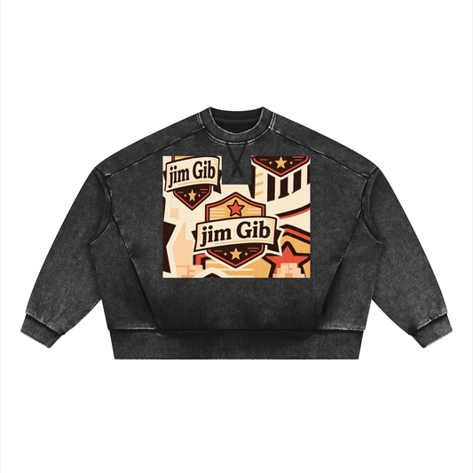 Jim Gib DupI, Unisex Mineral Wash Boxy Sweatshirt