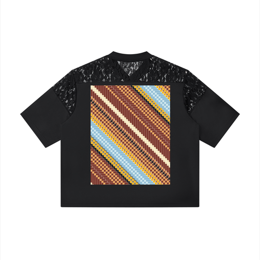KittiDupI, Unisex Lace Paneling V-Neck T-Shirt