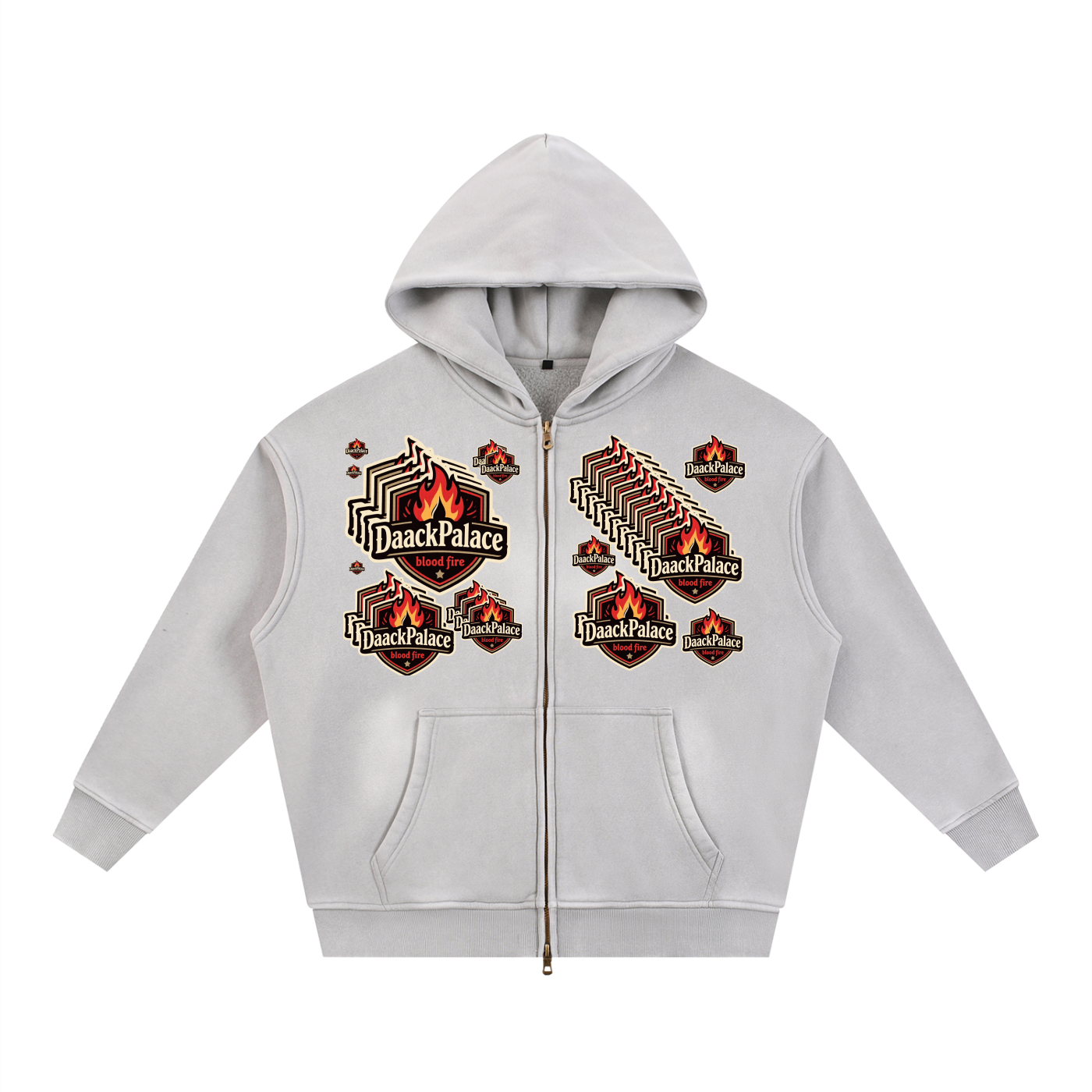 DaackPalace BloodFire DupI, Sunfade Two-way Zipper Boxy Fleece Hoodie