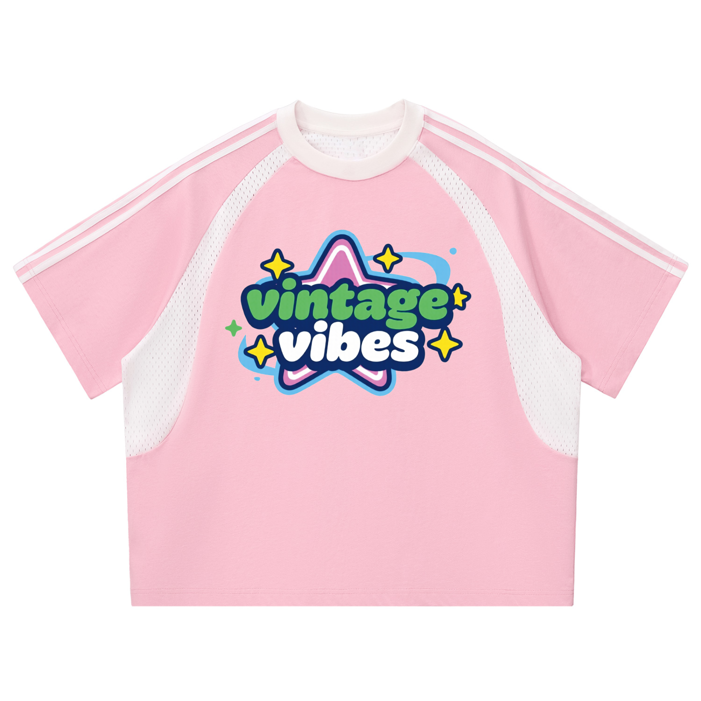 SIGMAINFTVITGEVIBES, Contrast Stripes Panel Mesh T-shirt