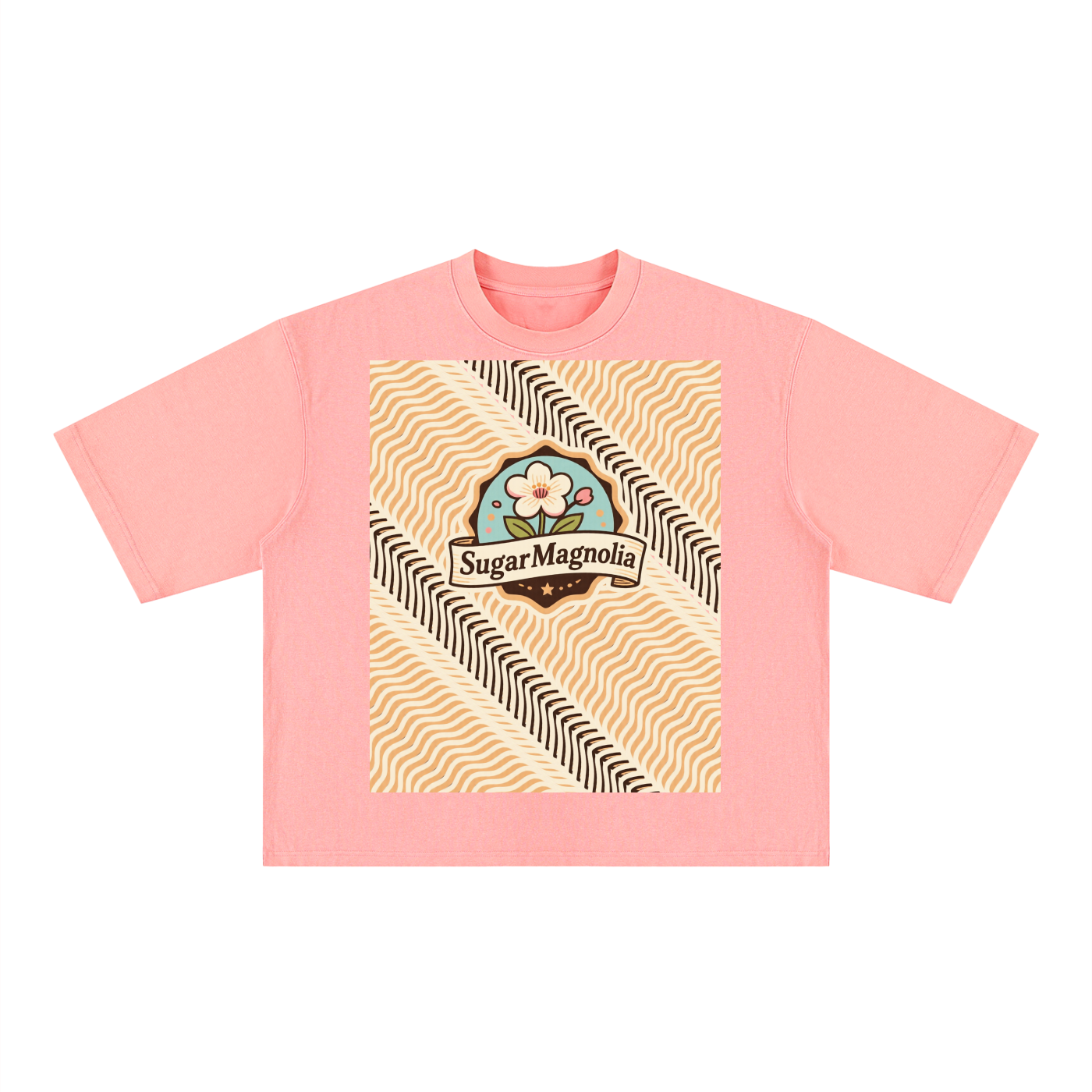Sugar Pink Wt Magnolia Cr Plant, Unisex Heavyweight Mineral Wash Boxy T-Shirt