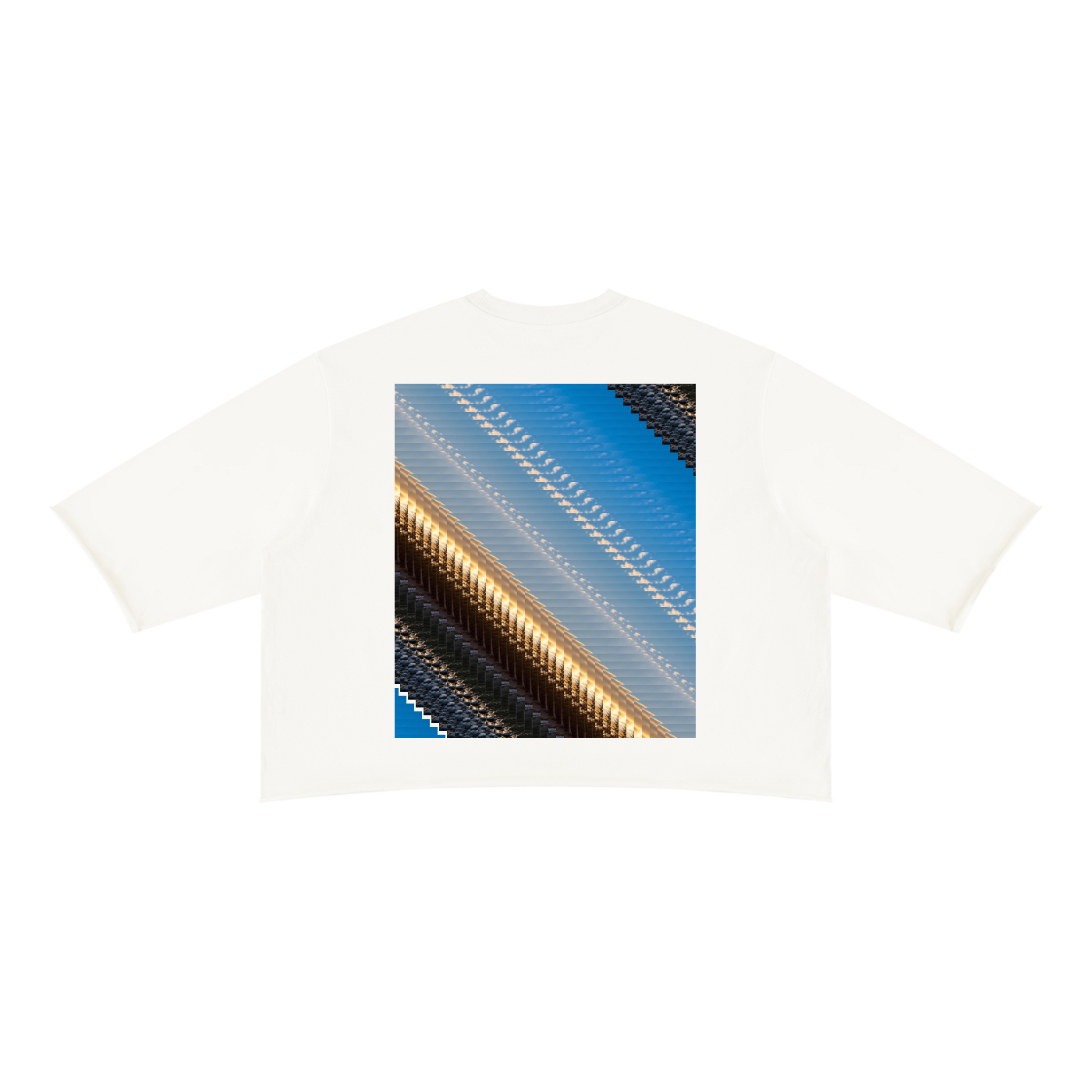 Mountain Top, Unisex Mineral Wash Raw Hem Boxy T-Shirt