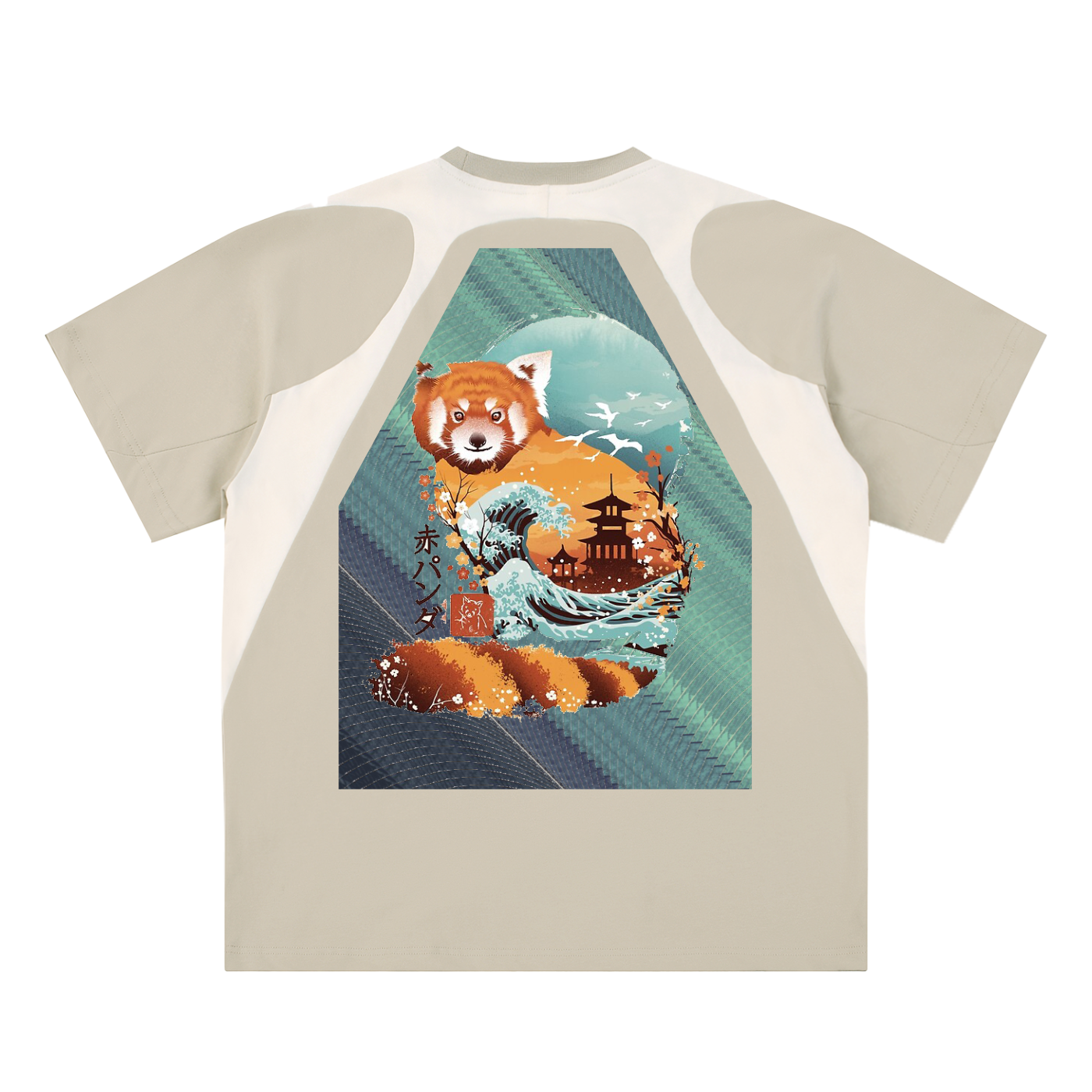 The Fox, Contrast Panel Cotton T-Shirt