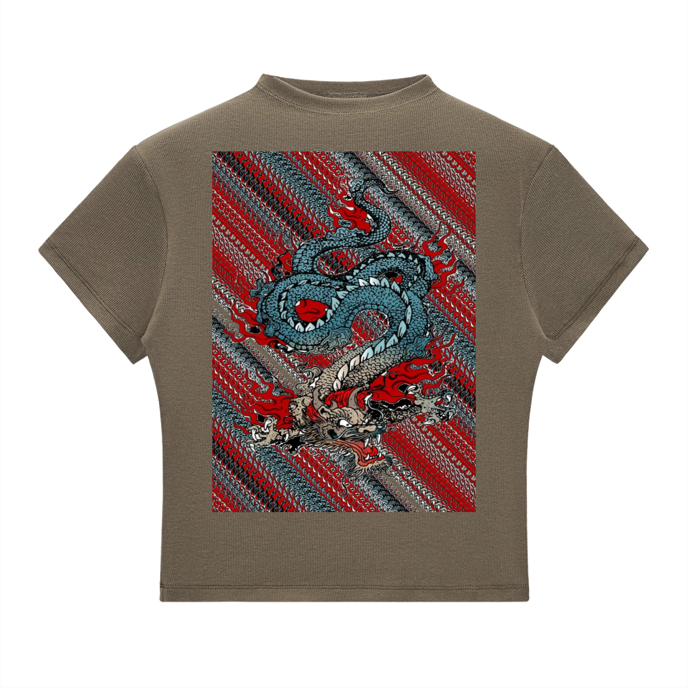 Dup1 Dragons, Essential Slim Fit Mock Neck T-Shirt