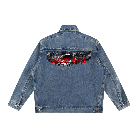SkullDaack Vintage Wash Zip Up Denim Jacket