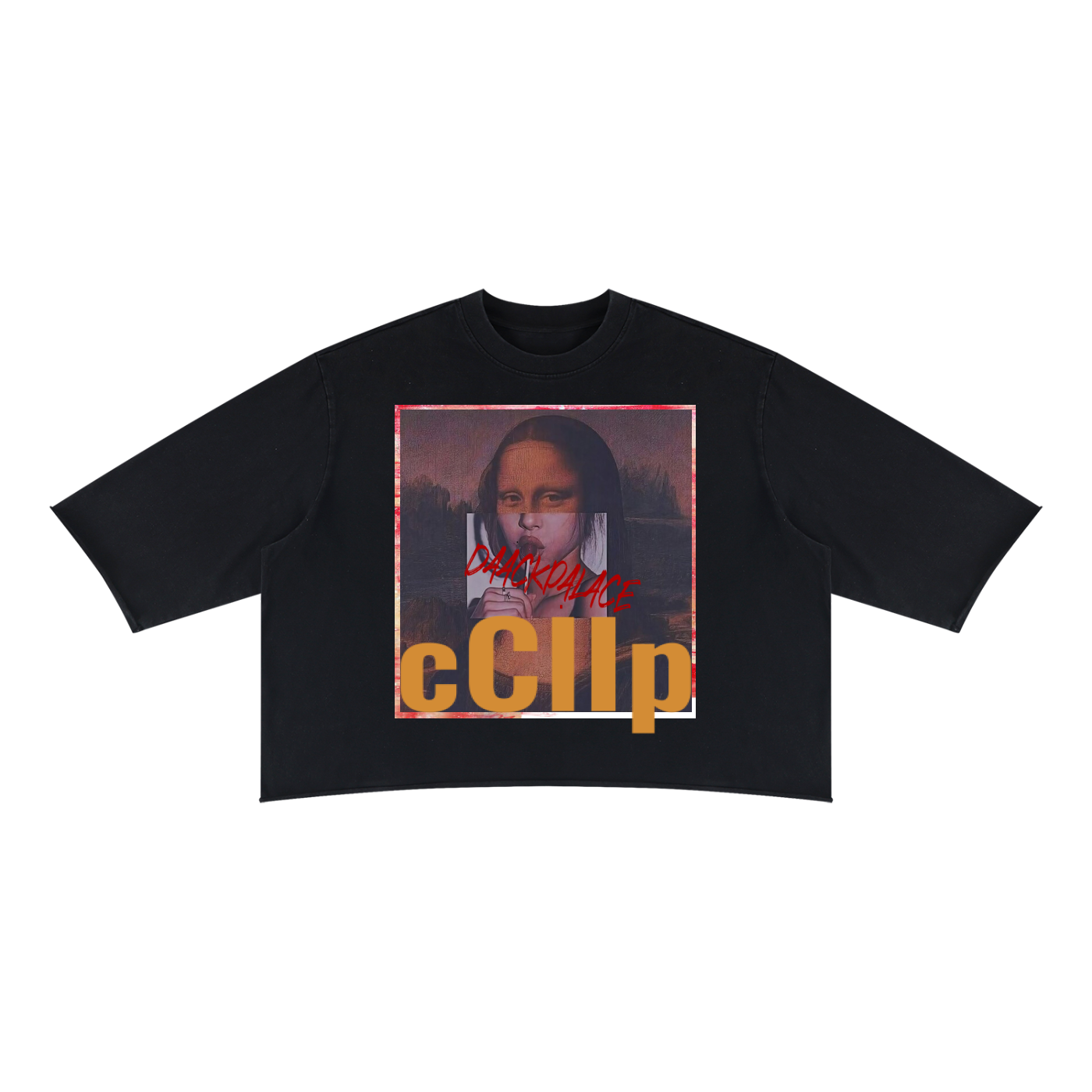 cClip, MonalollyCopy. T-shirt,Unisex Mineral Wash Raw Hem Boxy T-Shirt