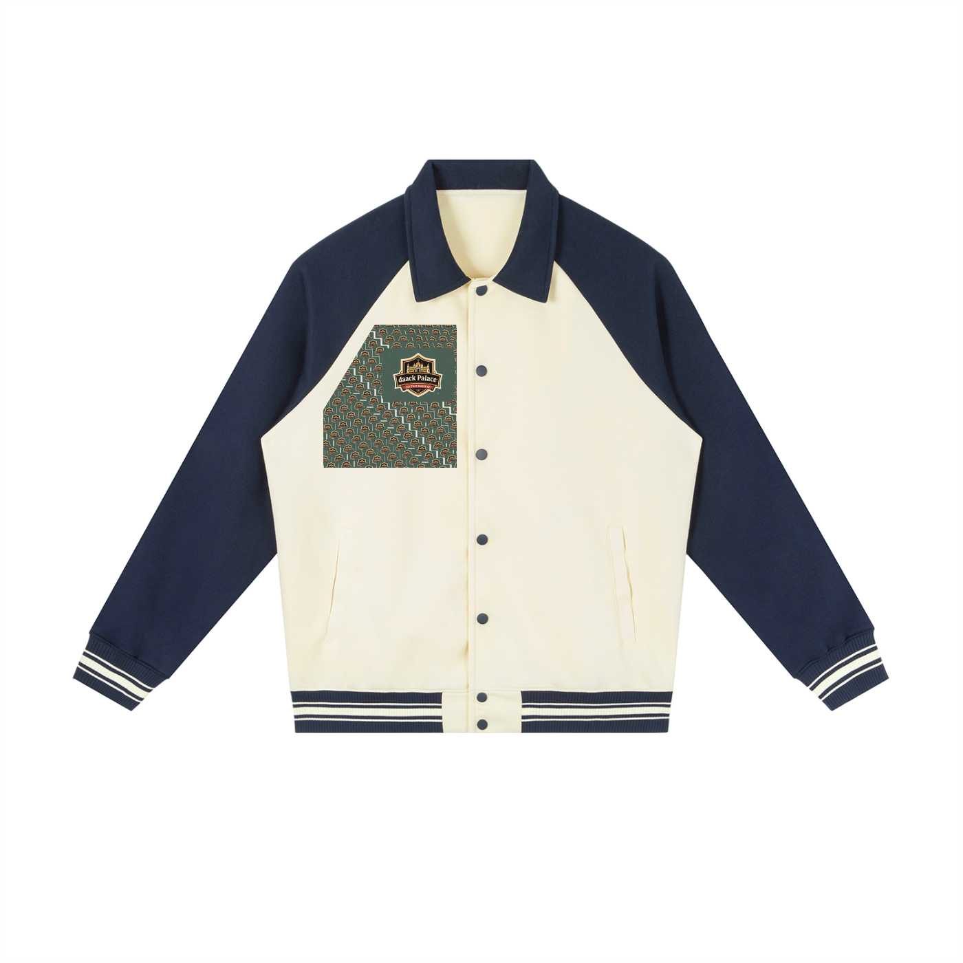 Contrast Raglan Sleeve Baseball Jacket