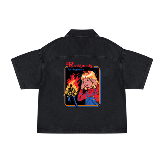 DaackPalace, Unisex Vintage Wash Boxy Quarter-Zip Denim Shirt