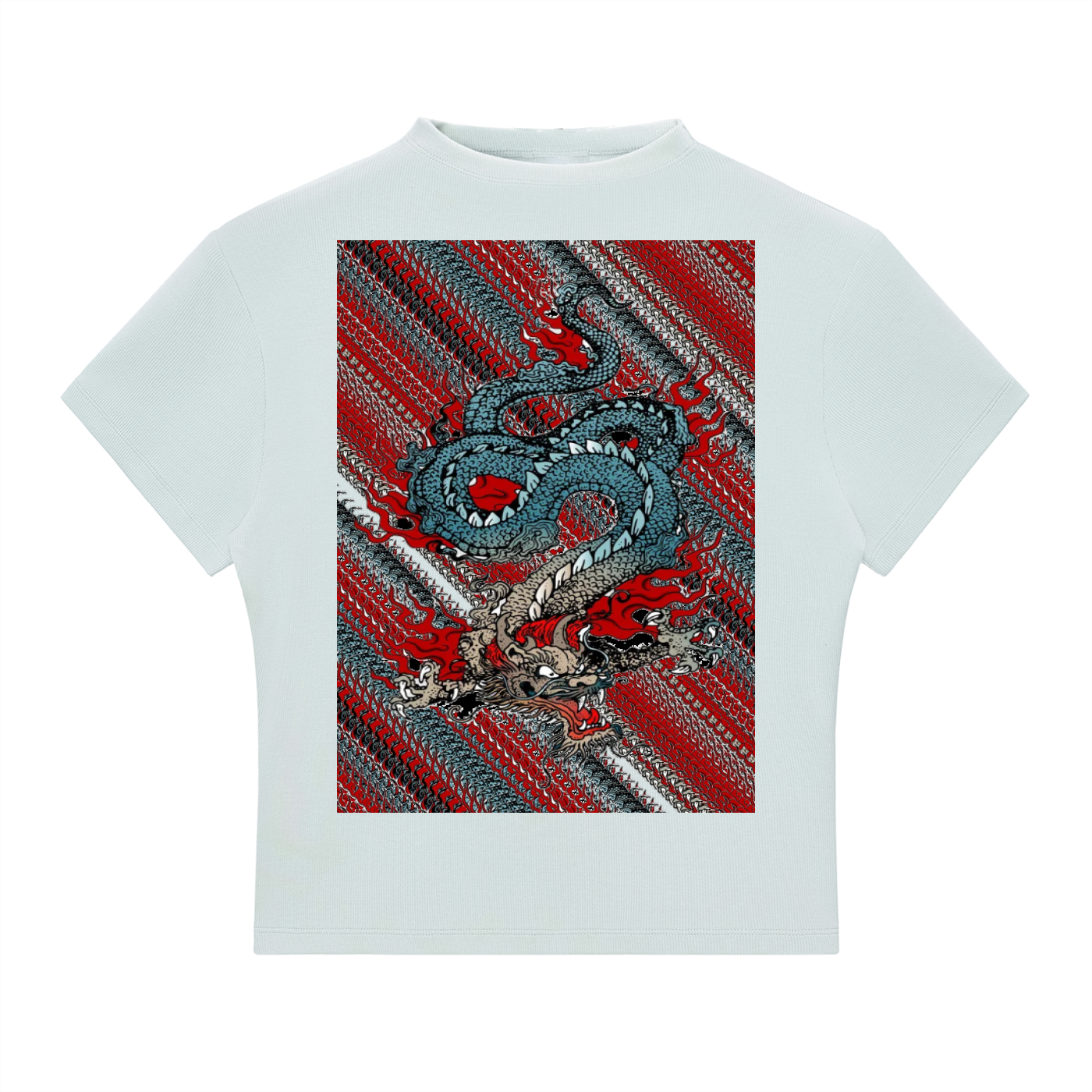 Dup1 Dragons, Essential Slim Fit Mock Neck T-Shirt