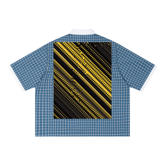 Kings Of Cards DupI, Unisex Boxy Plaid Color Block Polo Shirt