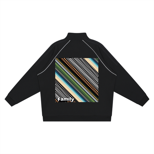 Family Vacation DupI, Reflection Striped Raglan Sleeve  Jacket