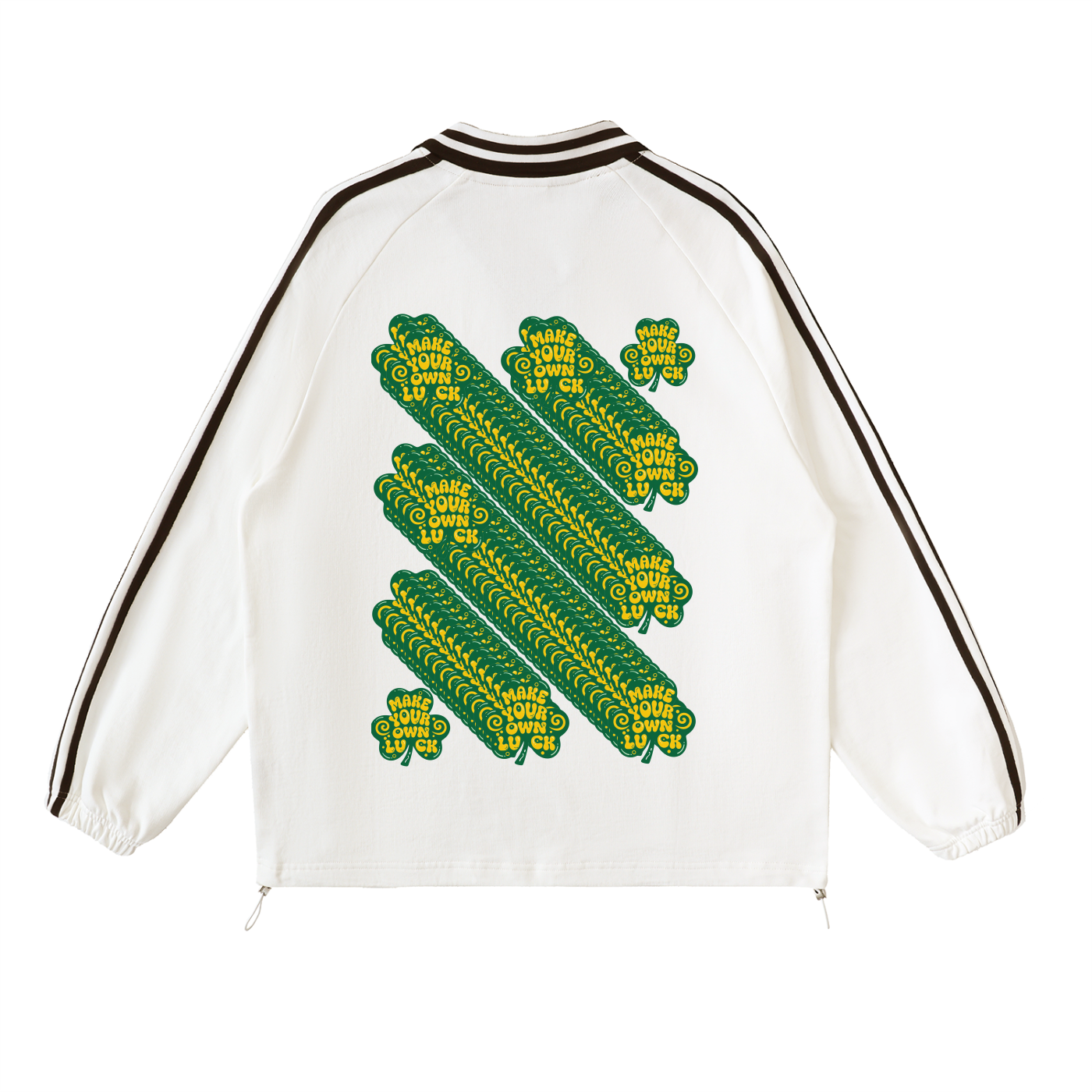 DupI9i, Contrast Striped Lapel Collar Sweatshirt