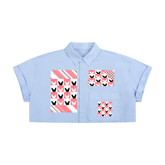 bunnies Women’s Striped Boxy Cropped Shirt