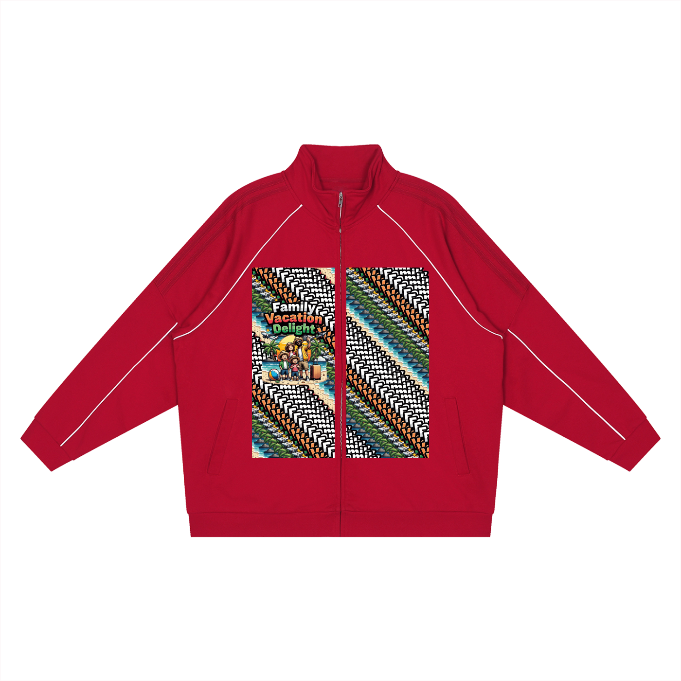 Family Vacation DupI, Reflection Striped Raglan Sleeve  Jacket