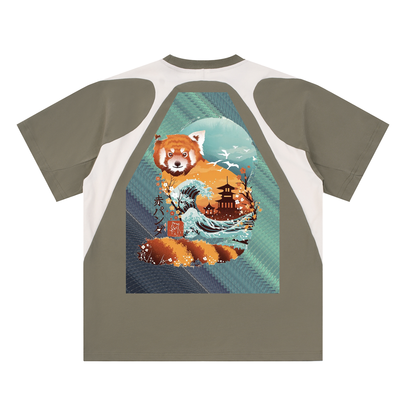 The Fox, Contrast Panel Cotton T-Shirt