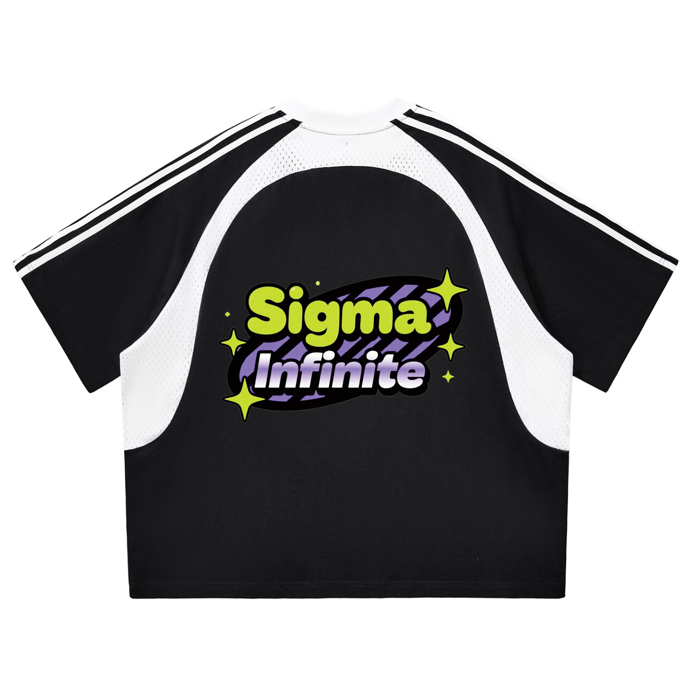 SIGMAINFTVITGEVIBES, Contrast Stripes Panel Mesh T-shirt