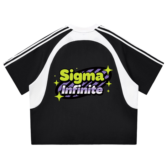SIGMAINFTVITGEVIBES, Contrast Stripes Panel Mesh T-shirt
