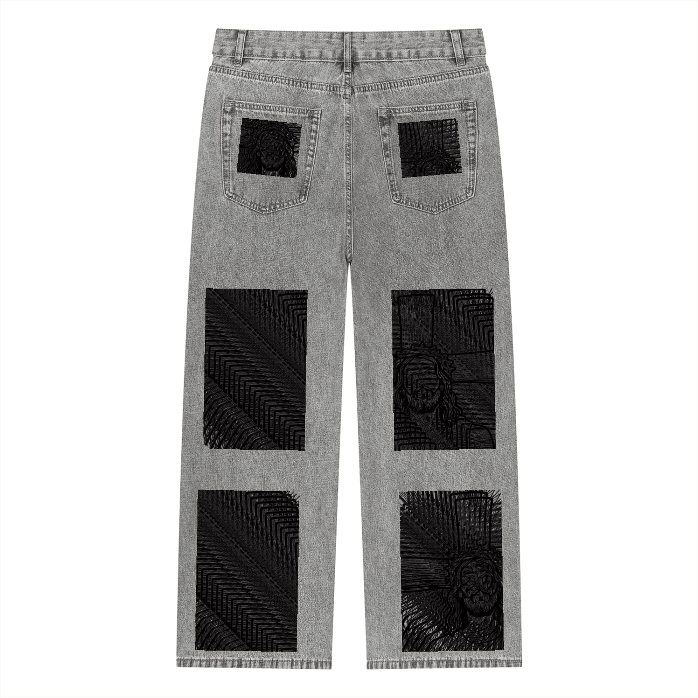 Js DupI, Unisex Vintage Wash Straight Leg Jeans