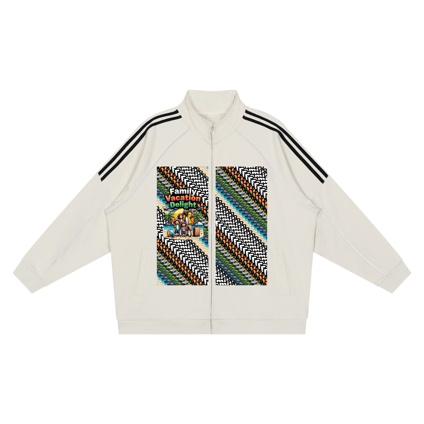 Family Vacation DupI, Reflection Striped Raglan Sleeve  Jacket