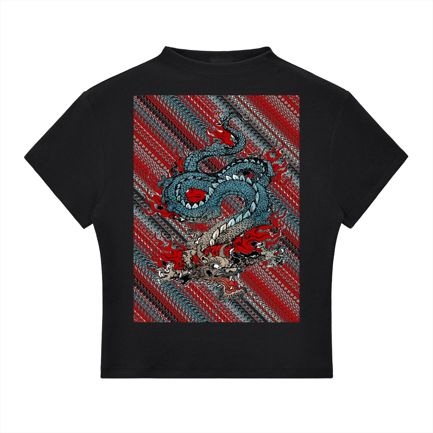 Dup1 Dragons, Essential Slim Fit Mock Neck T-Shirt