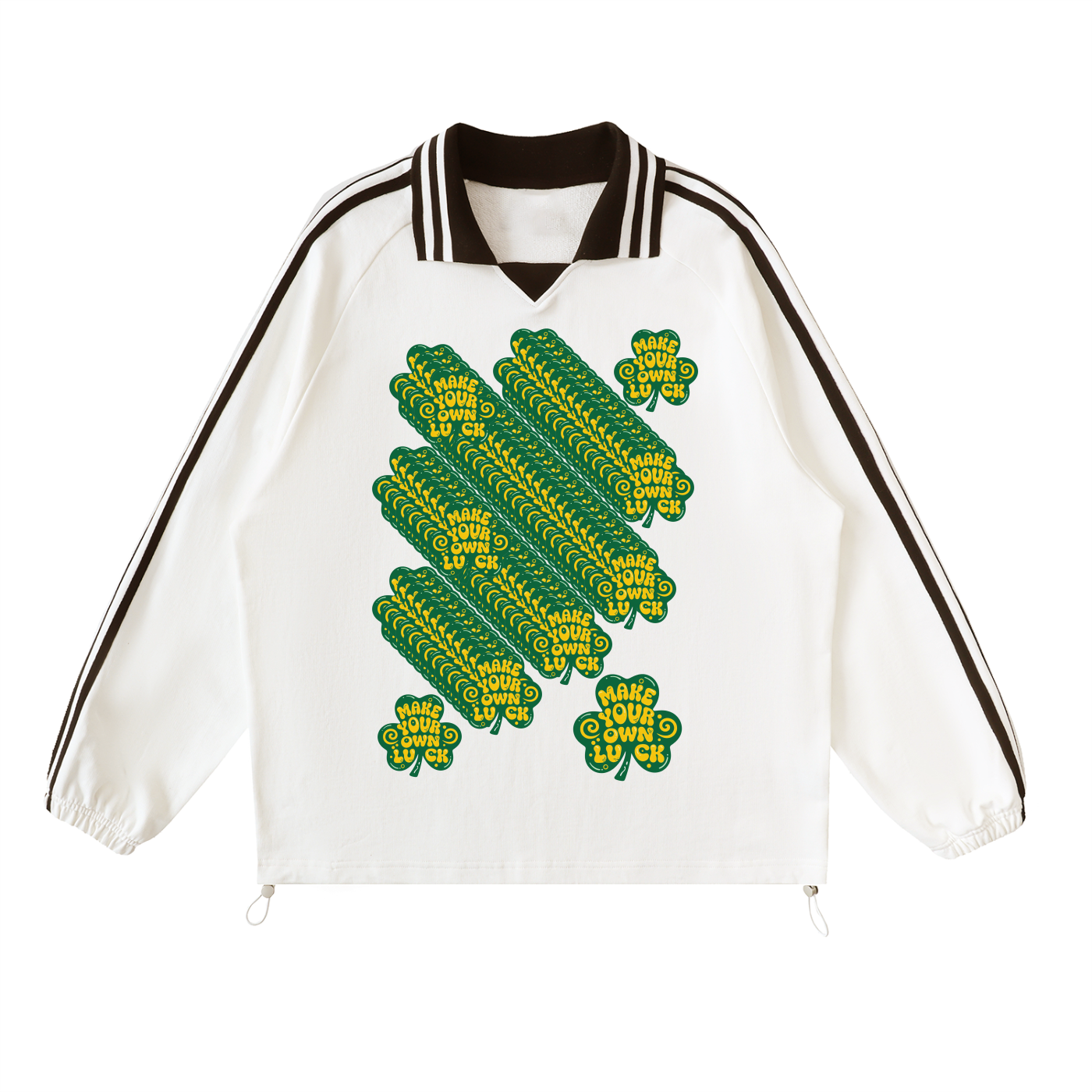 DupI9i, Contrast Striped Lapel Collar Sweatshirt