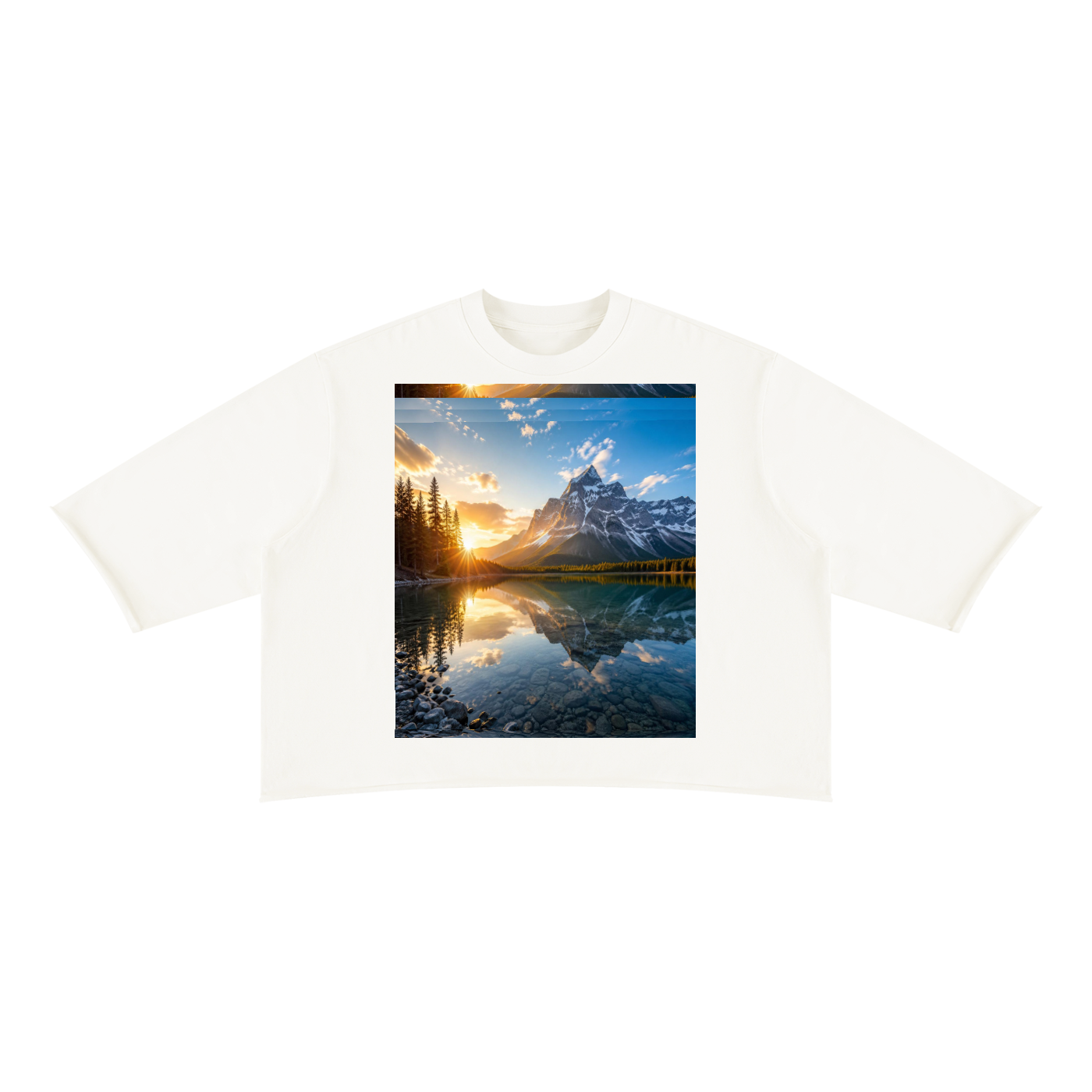 Mountain Top, Unisex Mineral Wash Raw Hem Boxy T-Shirt