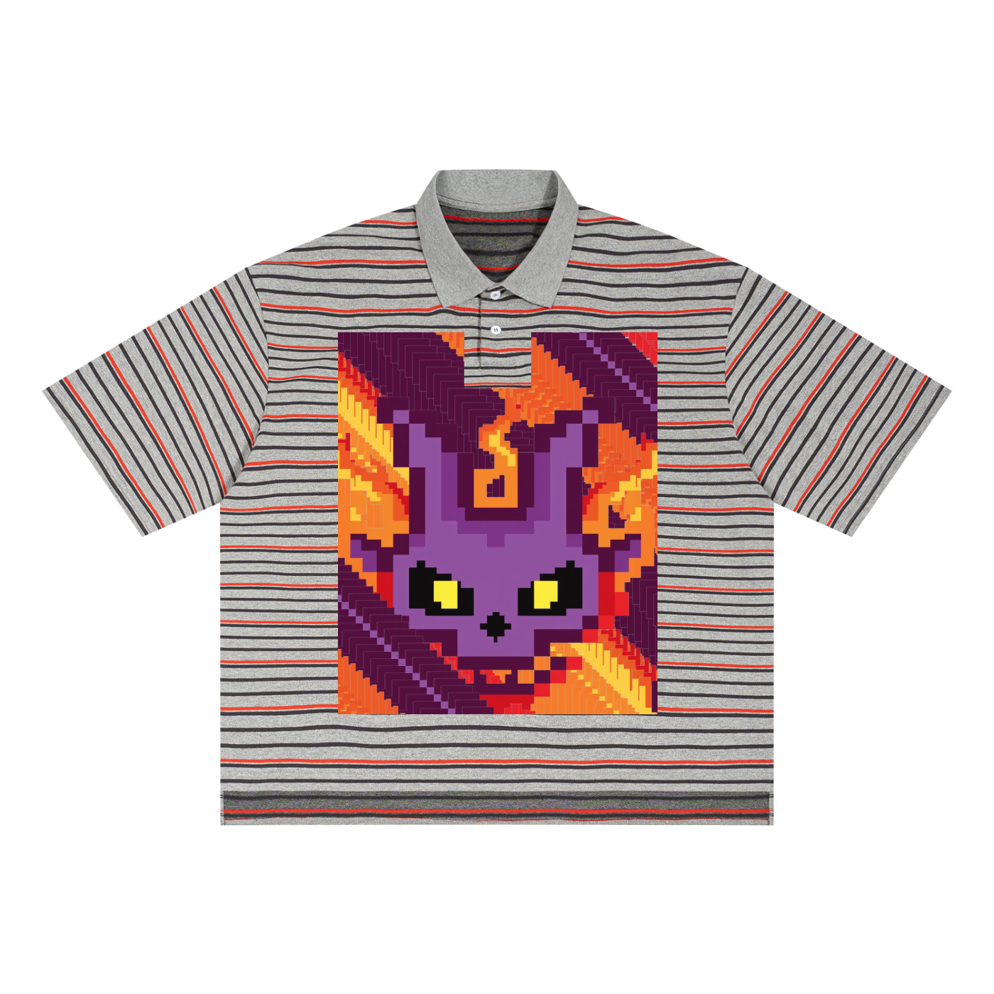 dragon skull, Unisex Striped Boxy Collared Polo Shirt