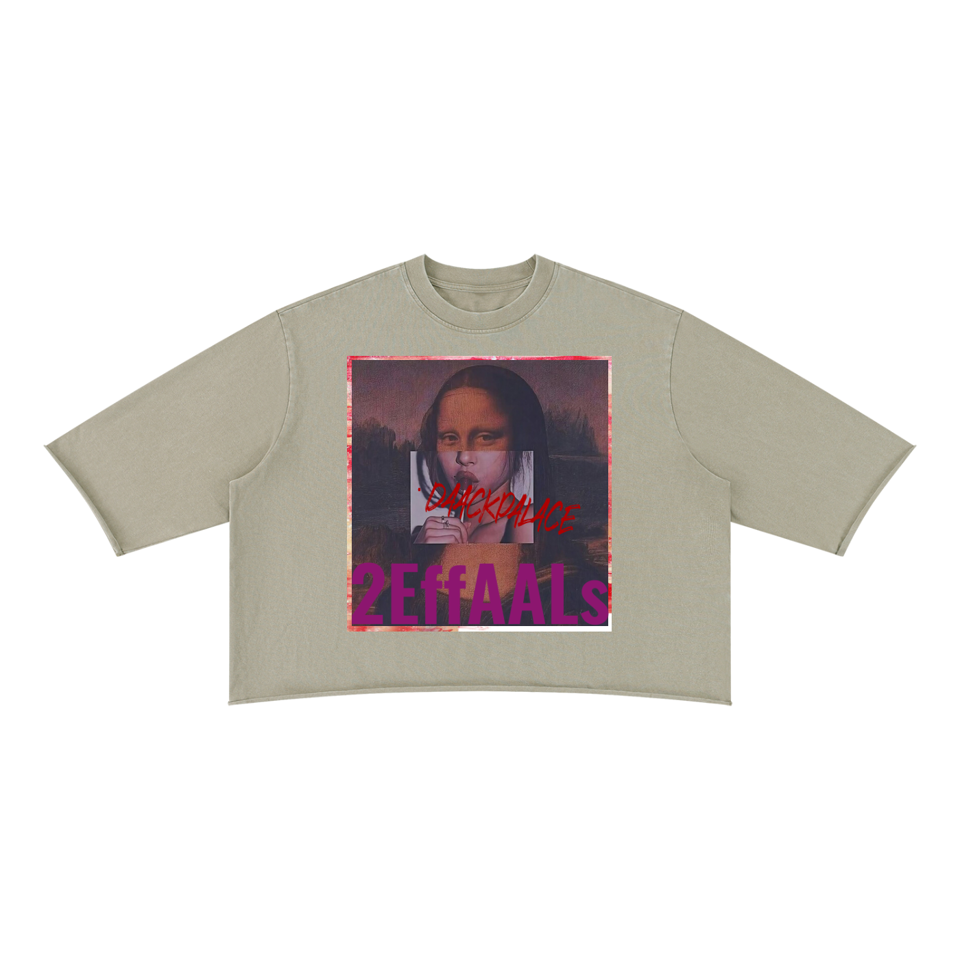 Monalolly 2EffAALs t-shirt, Unisex Mineral Wash Raw Hem Boxy T-Shirt