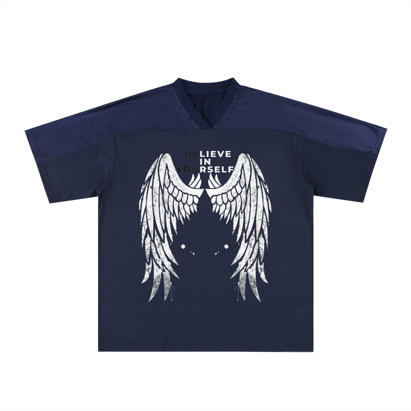 BeliveInYourself. Oversized Mesh V-Neck Soccer Jersey
