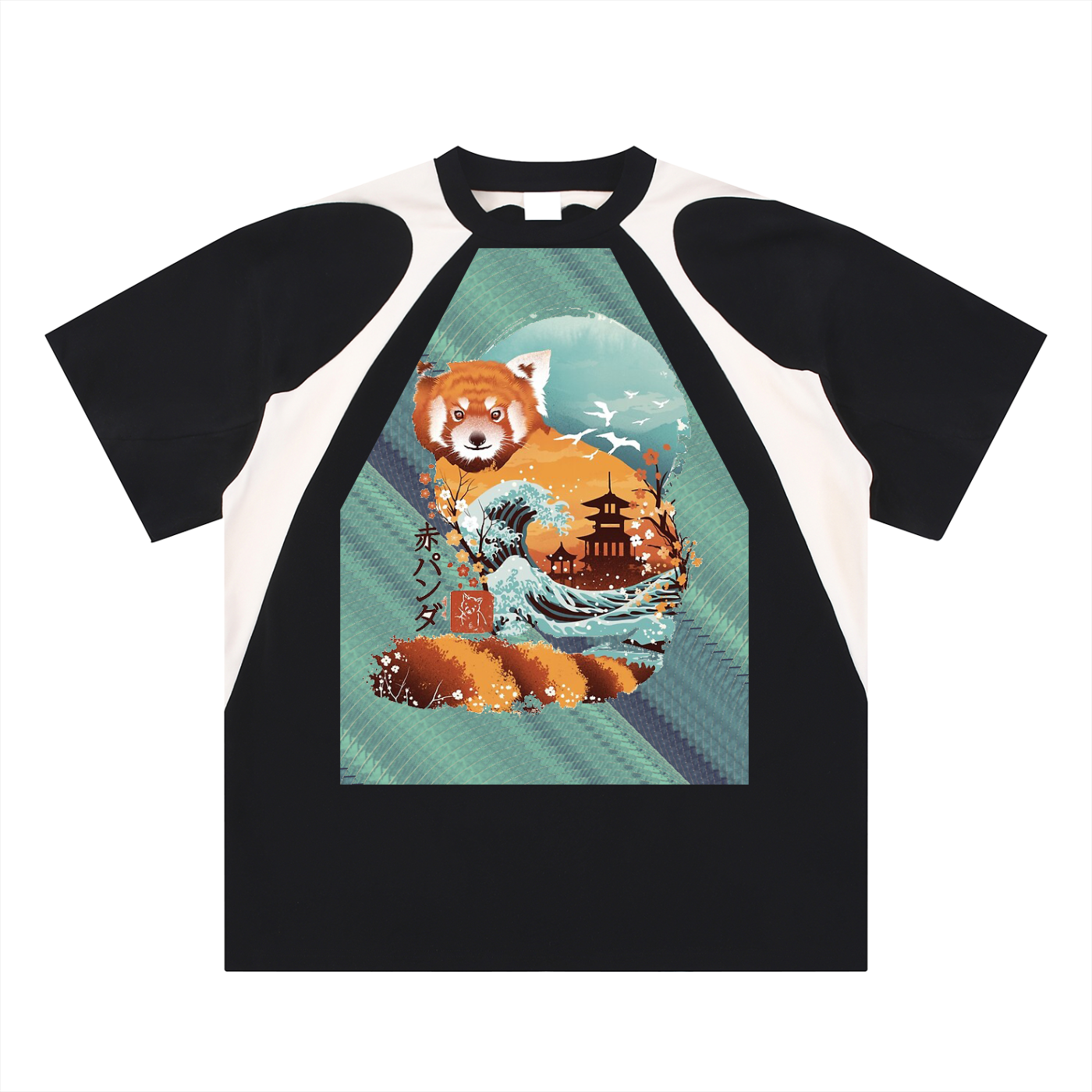 The Fox, Contrast Panel Cotton T-Shirt