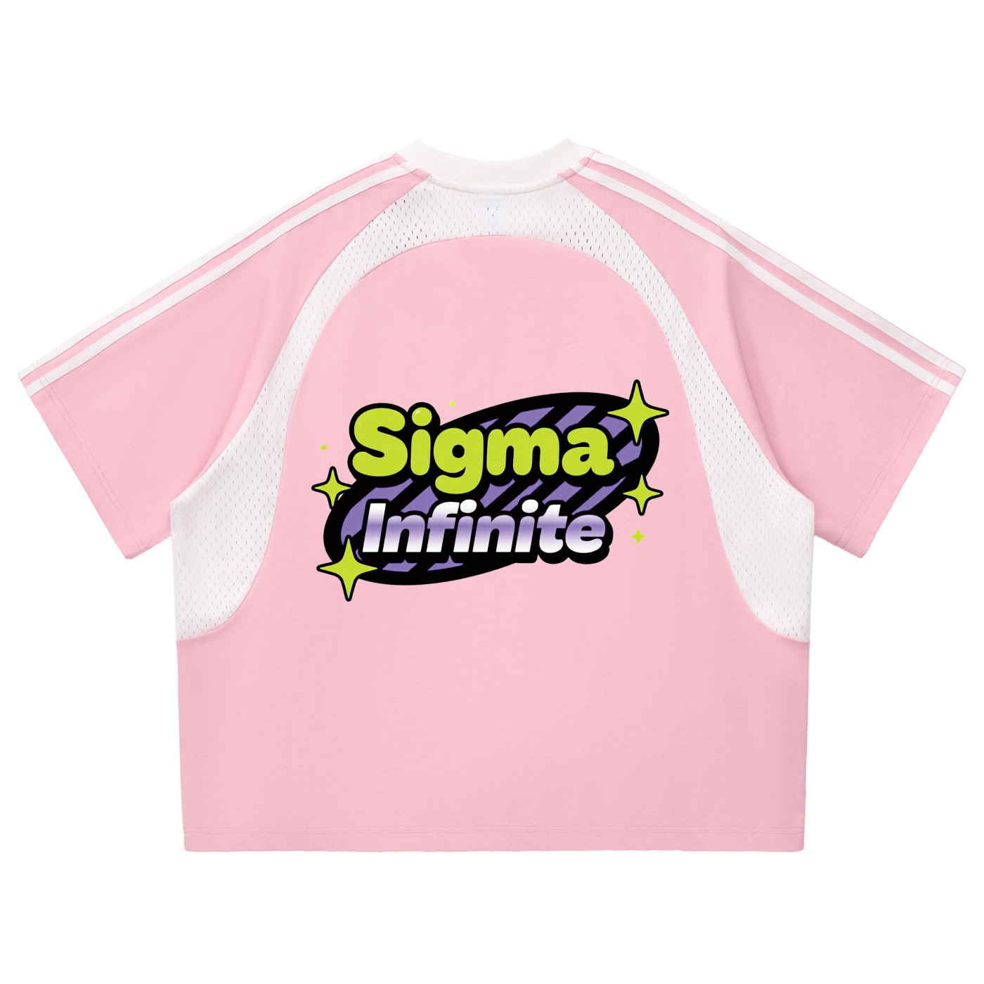 SIGMAINFTVITGEVIBES, Contrast Stripes Panel Mesh T-shirt